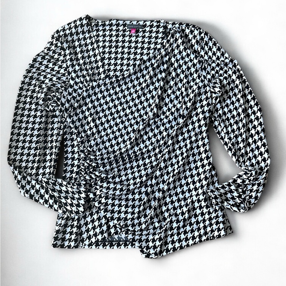 Vince Camuto Houndstooth Black and White Women's Top L